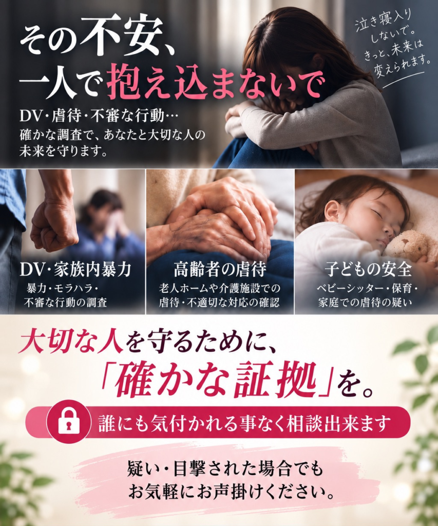 その不安、一人で抱え込まないで 探偵業サービスのご案内